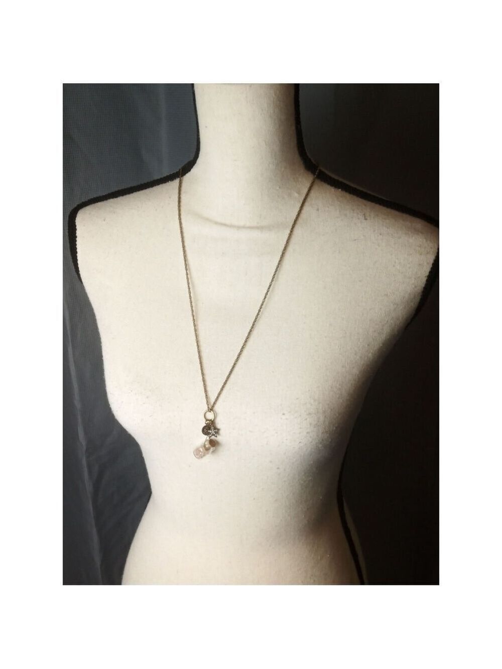 Bronze Colored Necklace with Three Pendents